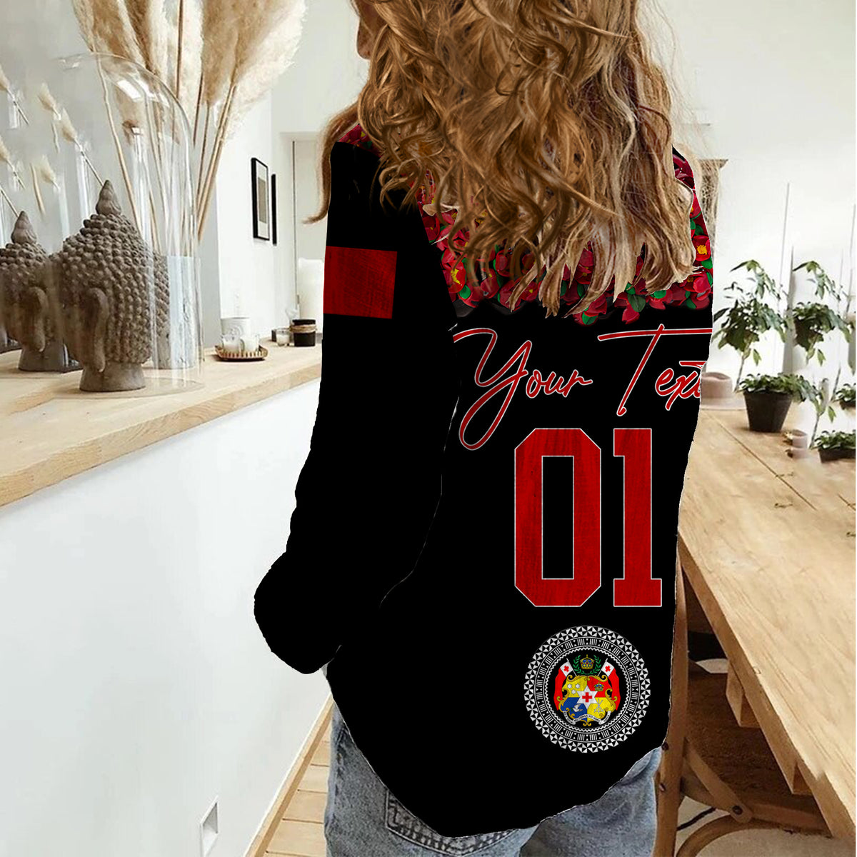 (Custom Personalised) Tonga Emancipation Day Women Casual Shirt Independence Day - Unique Kahoa Heilala Flower - Black LT8 - Polynesian Pride