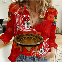 (Custom Personalised) Tonga Kumete Kava Bowl Sila Vibes - Red Women Casual Shirt LT8 Female 4XL Red - Polynesian Pride