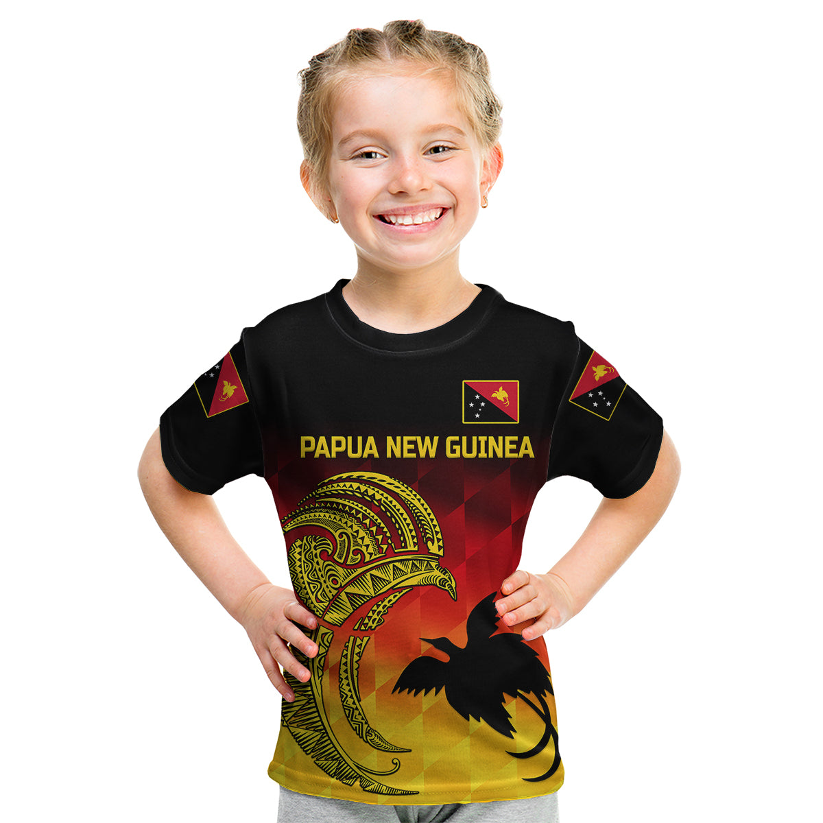 (Custom Personalised) Papua New Guinea Barramundis Cricket Kid T Shirt Birds Of Paradise Paradisaea Raggiana Original - Gradient Flag Vibes LT8 Youth XL Size14 - Polynesian Pride