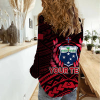 (Custom Personalised) Samoa Independence Day Women Casual Shirt Ulafa Polynesian Unique Red No2 LT9 - Polynesian Pride