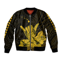 Hawaii Shaka Sign Sleeve Zip Bomber Jacket Gold Version LT9 Unisex Gold - Polynesian Pride