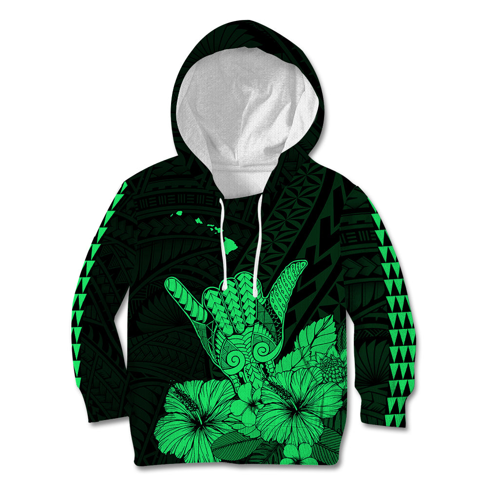 Hawaii Shaka Sign Kid Hoodie Green Version LT9 Green - Polynesian Pride