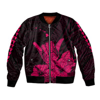 Hawaii Shaka Sign Bomber Jacket Pink Version LT9 Unisex Pink - Polynesian Pride