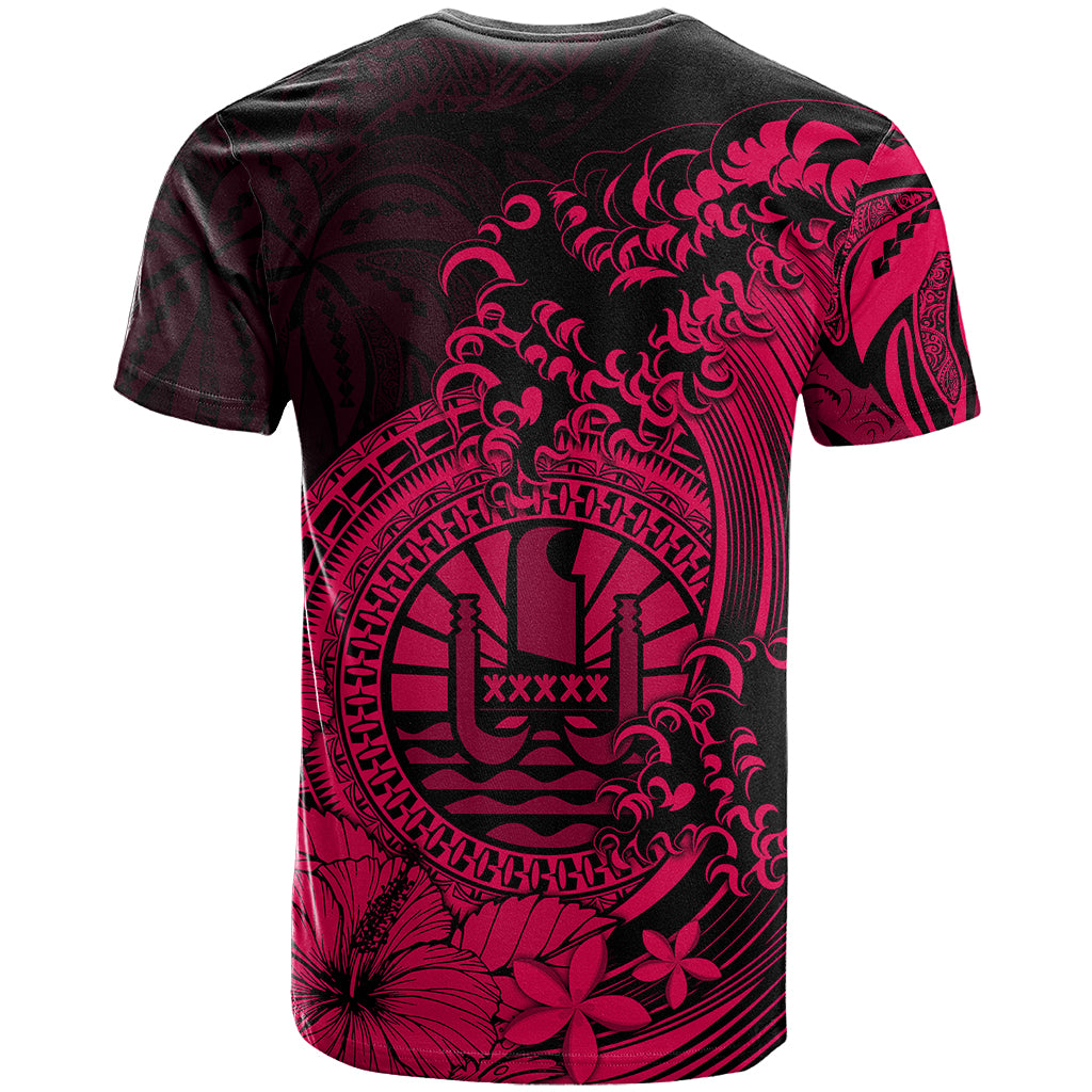 Polynesian Tahiti Island T Shirt The Wave of Water Pink LT9 - Polynesian Pride
