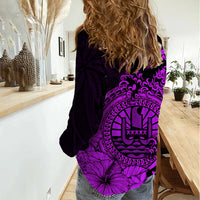 Polynesian Tahiti Island Women Casual Shirt The Wave of Water - Purple LT9 - Polynesian Pride