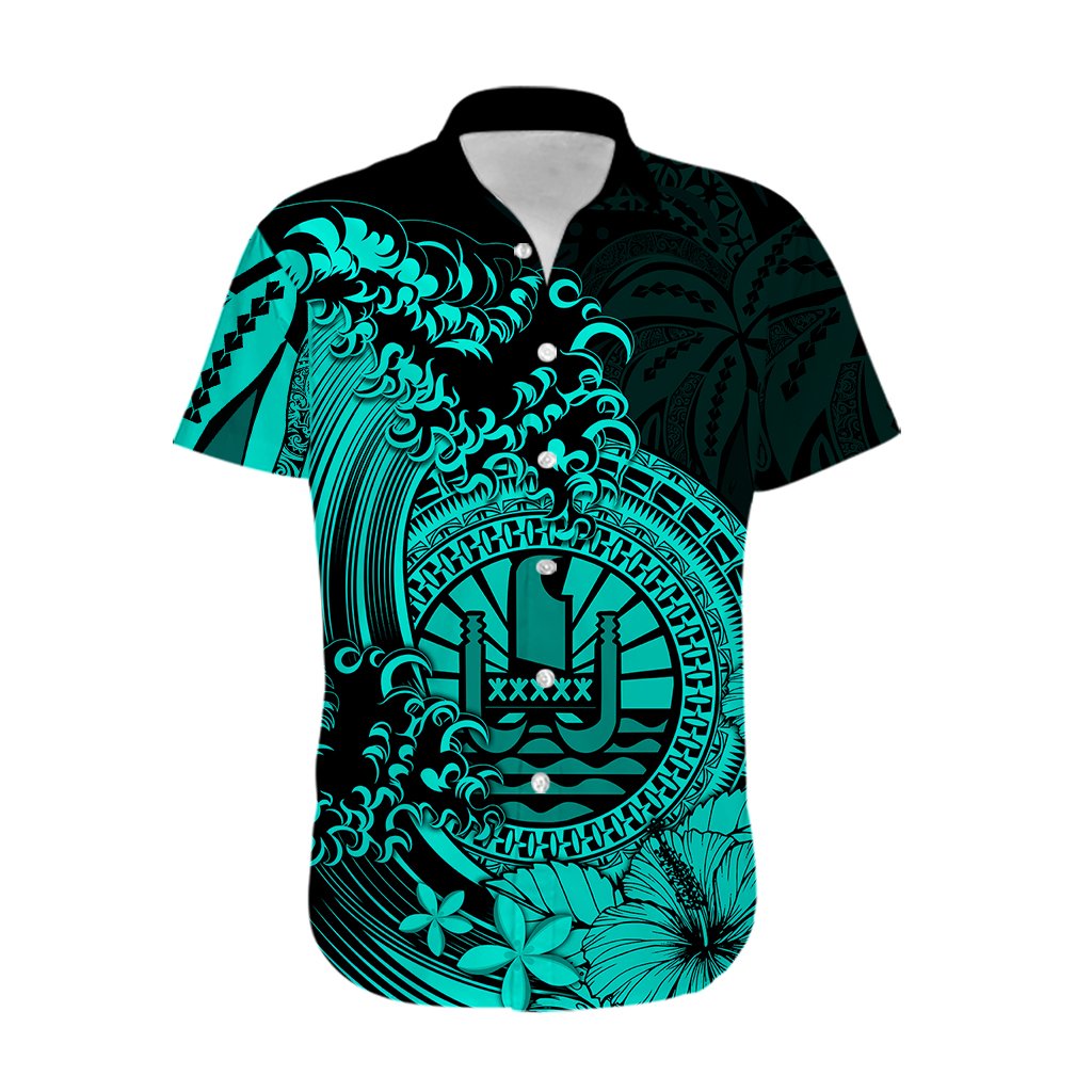 Polynesian Tahiti Island Hawaiian Shirt The Wave of Water - Turquoise LT9 - Polynesian Pride