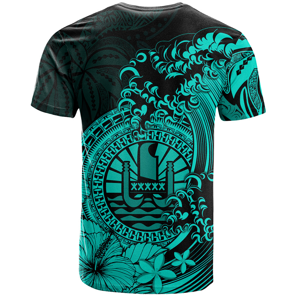 Polynesian Tahiti Island T Shirt The Wave of Water Turquoise LT9 - Polynesian Pride