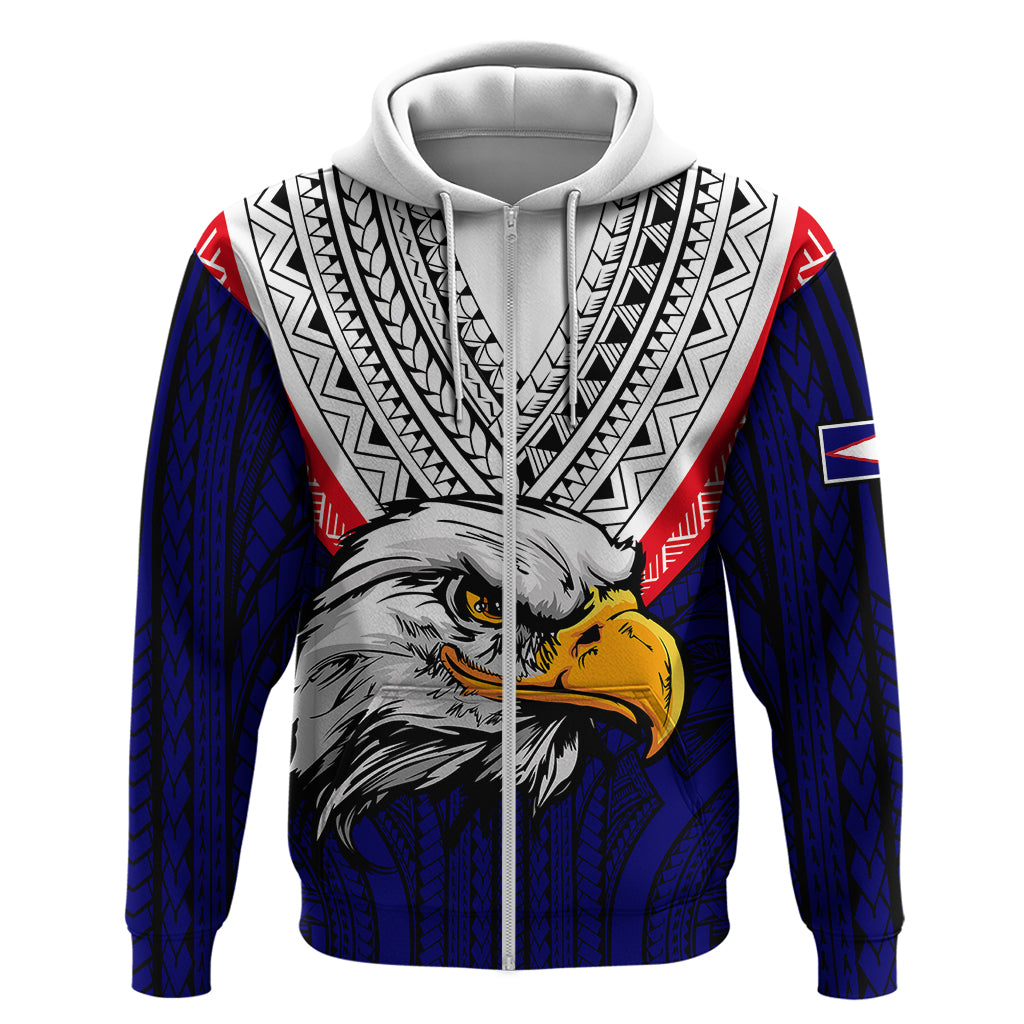 American Samoa Hoodie Bald Eagle with Polynesian Pattern LT9 - Polynesian Pride