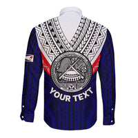 (Custom Personalised) American Samoa Long Sleeve Button Shirt Bald Eagle with Polynesian Pattern LT9 - Polynesian Pride