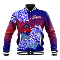 Guam Baseball Jacket Polynesian Floral Tribal LT9 Unisex Gradient - Polynesian Pride