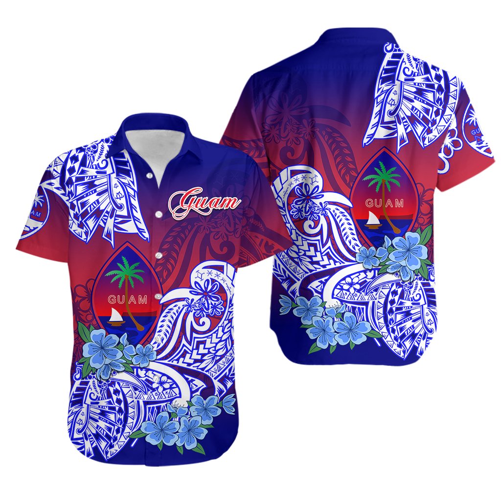 Guam Hawaiian Shirt Polynesian Floral Tribal LT9 Gradient - Polynesian Pride
