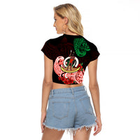 Vanuatu Raglan Cropped T Shirt Polynesian Floral Tribal LT9 - Polynesian Pride