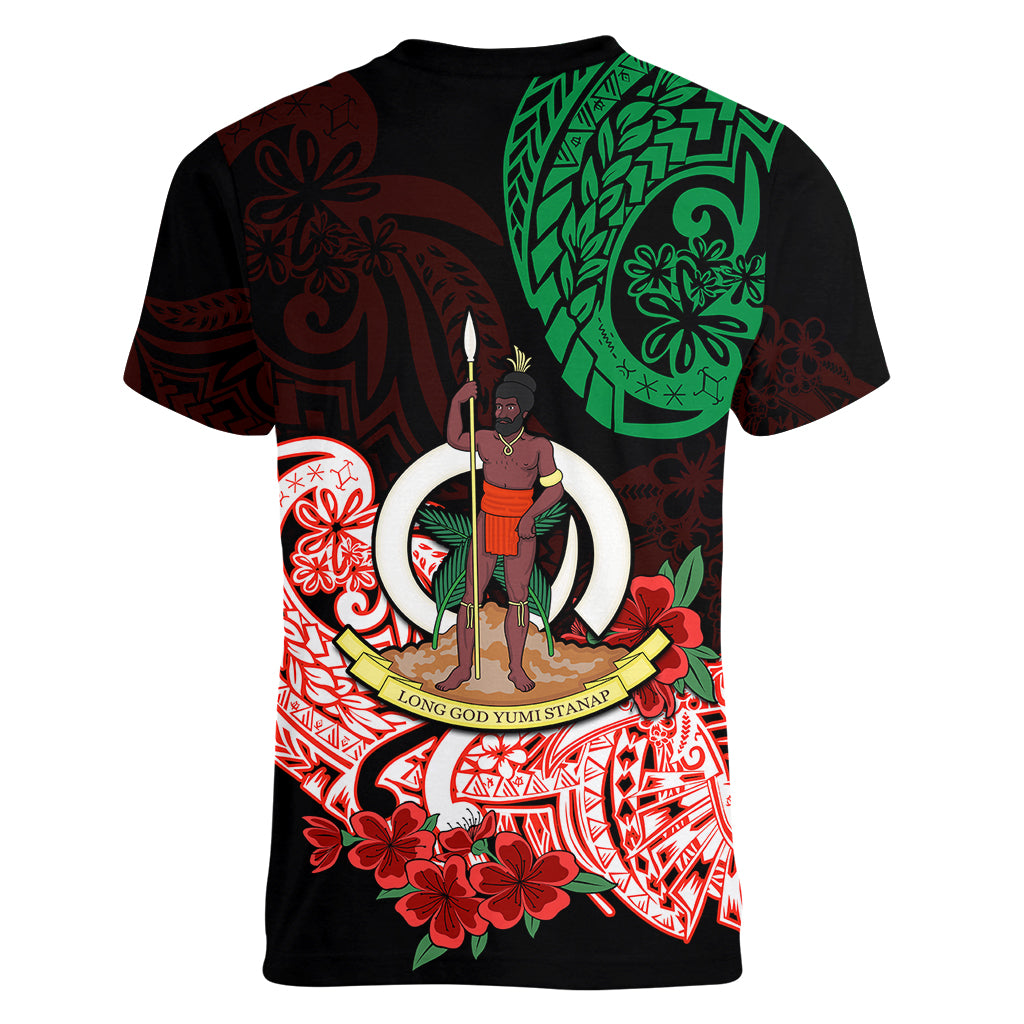 Vanuatu Women V Neck T Shirt Polynesian Floral Tribal LT9 - Polynesian Pride