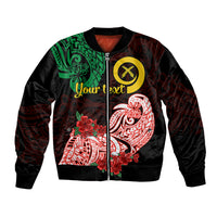 (Custom Personalised) Vanuatu Bomber Jacket Polynesian Floral Tribal LT9 Unisex Black - Polynesian Pride