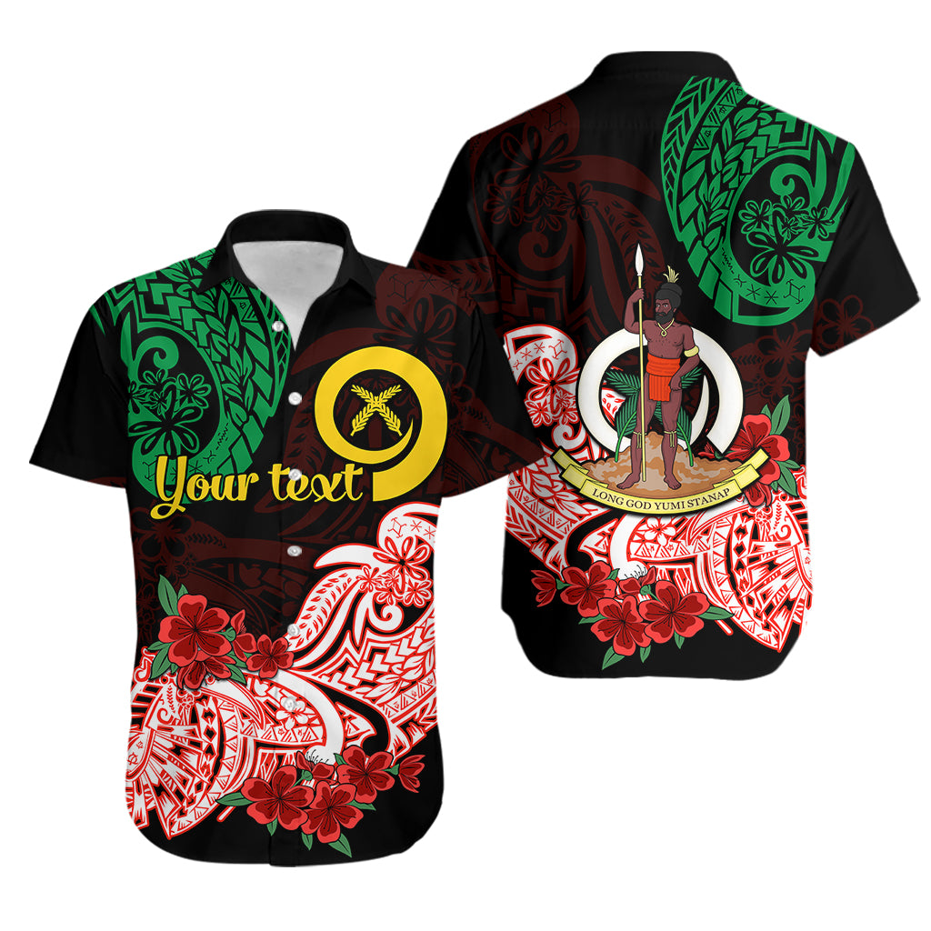 (Custom Personalised) Vanuatu Hawaiian Shirt Polynesian Floral Tribal LT9 Black - Polynesian Pride