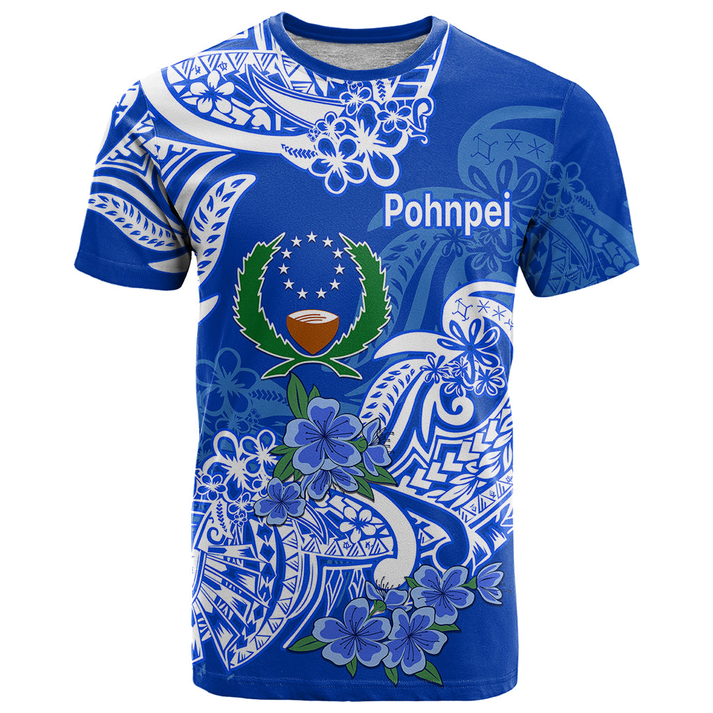FSM Pohnpei State T Shirt Polynesian Floral Tribal LT9 Blue - Polynesian Pride