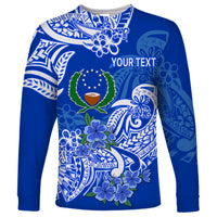 (Custom Personalised) FSM Pohnpei State Long Sleeve Shirt Polynesian Floral Tribal LT9 Unisex Blue - Polynesian Pride