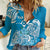 FSM Yap State Women Casual Shirt Polynesian Floral Tribal LT9 Female Blue - Polynesian Pride