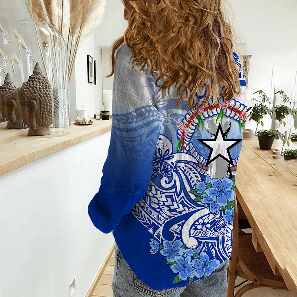 Northern Mariana Islands Women Casual Shirt Polynesian Floral Tribal LT9 - Polynesian Pride