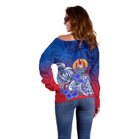 (Custom Personalised) Tahiti Off Shoulder Sweater Polynesian Floral Tribal LT9 - Polynesian Pride