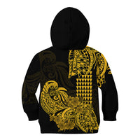 Hawaii Kakau Kid Hoodie Polynesian Floral Tribal Gold Version LT9 - Polynesian Pride