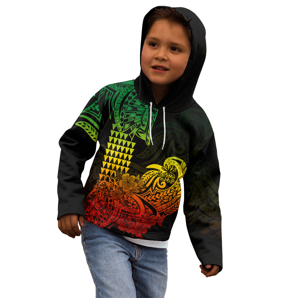 Hawaii Kakau Kid Hoodie Polynesian Floral Tribal Reggae Version LT9 - Polynesian Pride