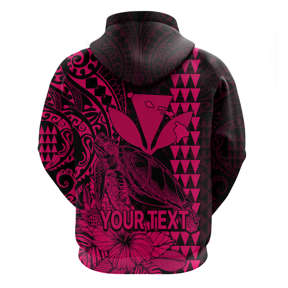 Custom Kakau Polynesian Tribal Hawaiian Turtle with Kanaka Maoli Pink Hoodie LT9 - Polynesian Pride