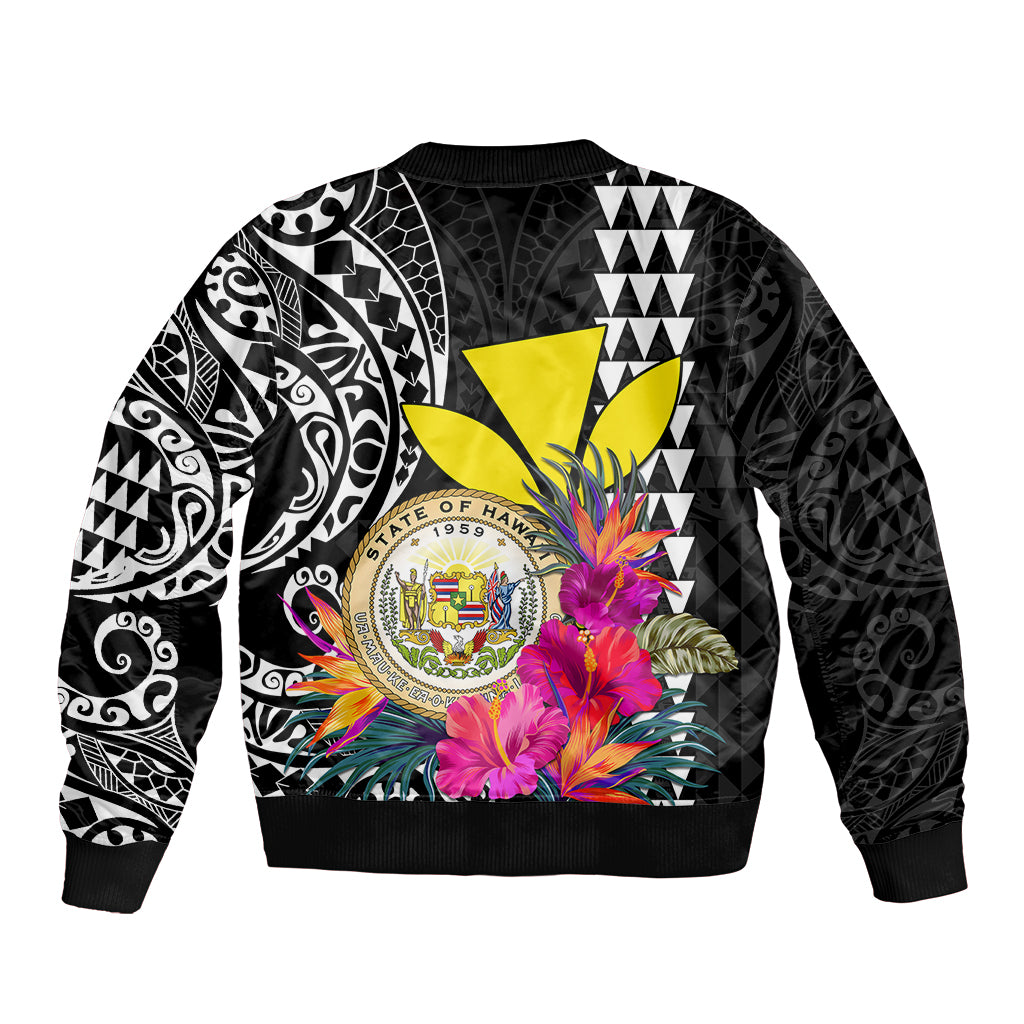 Kakau Tribal Hawaiian Kanaka Maoli Sleeve Zip Bomber Jacket LT9 - Polynesian Pride