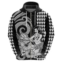 Aloha Hula Girl Hawaiian Tribal and Simple Kakau Hoodie LT9 - Polynesian Pride