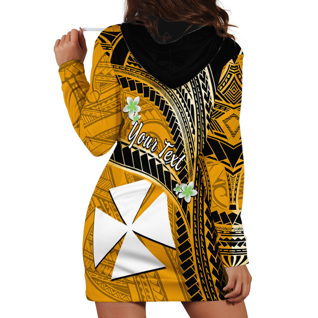 (Custom Personalised) Wallis And Futuna Hoodie Dress Plumeria Flowers With Gold Polynesian Pattern LT14 - Polynesian Pride