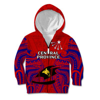 Papua New Guinea Kid Hoodie Central Province Mix Coat Of Arms Polynesian Art LT14 - Polynesian Pride