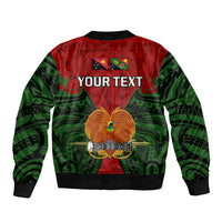 (Custom Personalised) Papua New Guinea Sleeve Zip Bomber Jacket Chimbu Province Mix Coat Of Arms Polynesian Art LT14 - Polynesian Pride