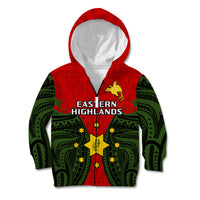 Papua New Guinea Kid Hoodie Eastern Highlands Province Mix Coat Of Arms Polynesian Art LT14 - Polynesian Pride