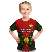 Papua New Guinea Kid T Shirt Eastern Highlands Province Mix Coat Of Arms Polynesian Art LT14 Youth XL Size14 - Polynesian Pride