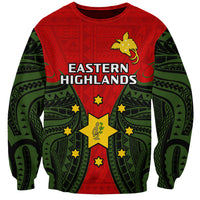 Papua New Guinea Sweatshirt Eastern Highlands Province Mix Coat Of Arms Polynesian Art LT14 Unisex Red - Polynesian Pride