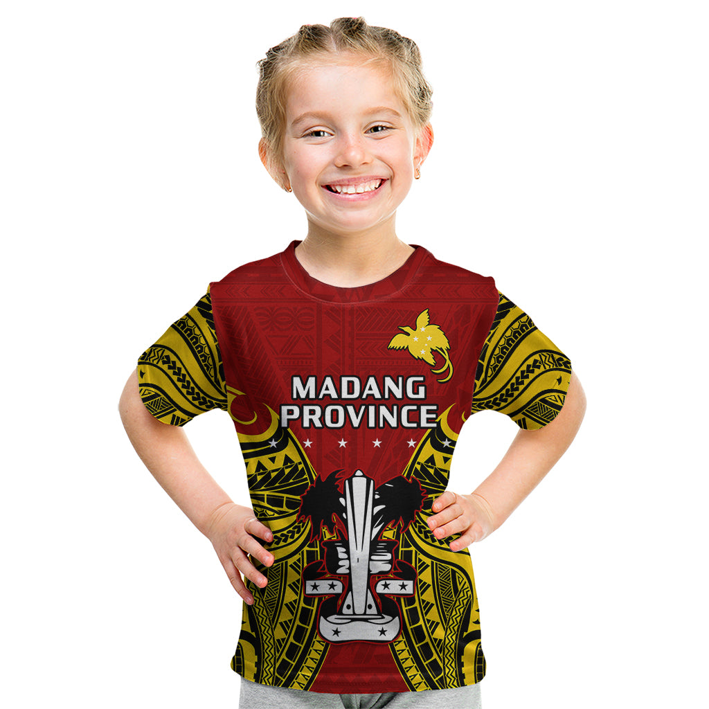 Papua New Guinea Kid T Shirt Madang Province Mix Coat Of Arms Polynesian Art LT14 Youth XL Size14 - Polynesian Pride