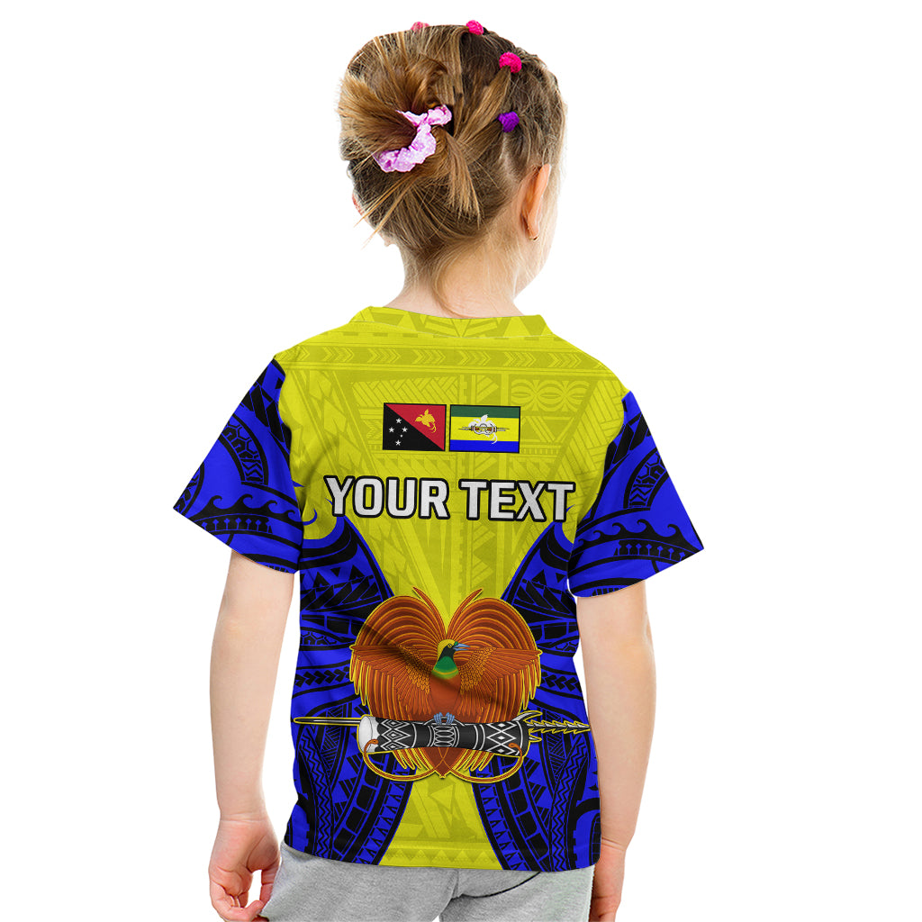 (Custom Personalised) Papua New Guinea Kid T Shirt Morobe Province Mix Coat Of Arms Polynesian Art LT14 - Polynesian Pride