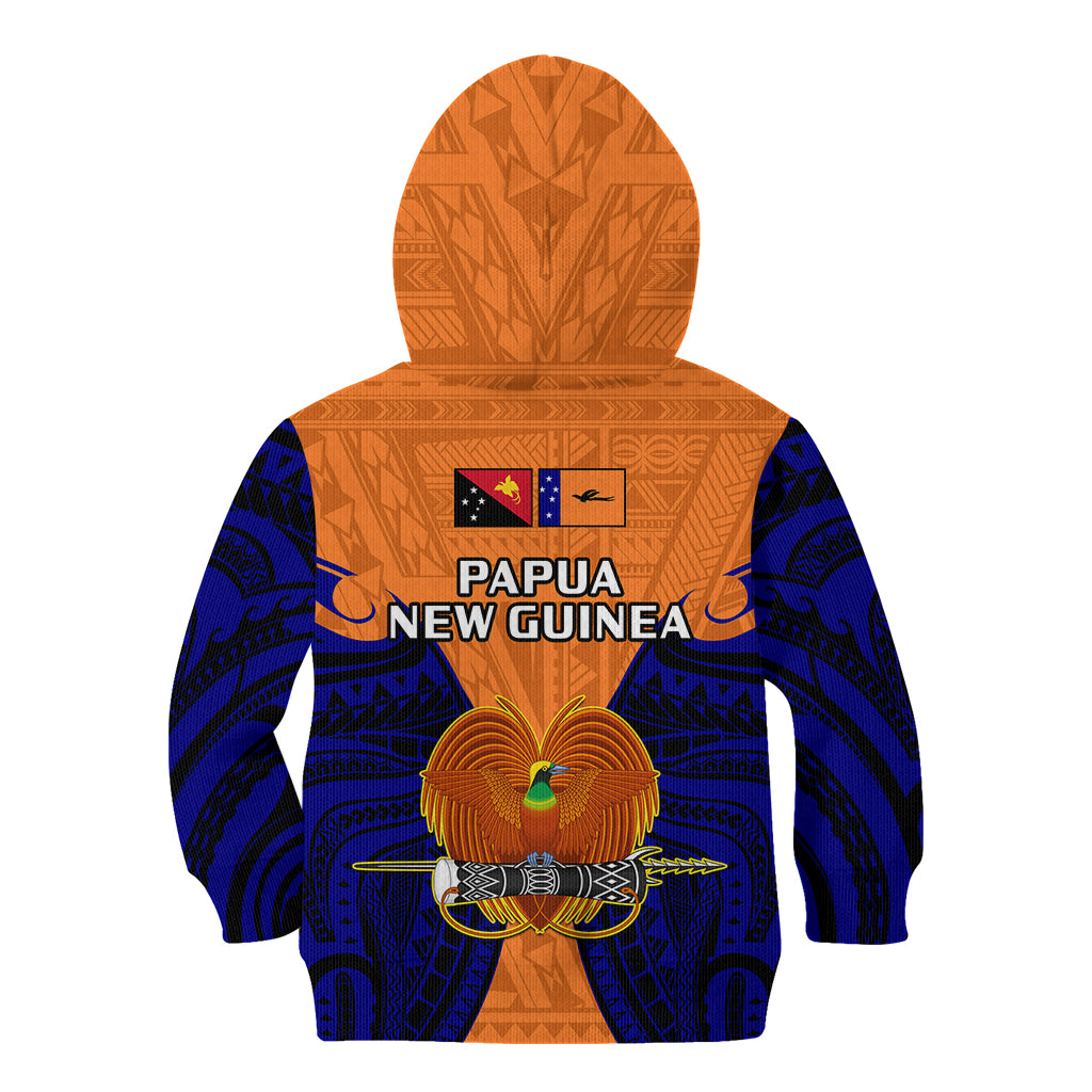 Papua New Guinea Kid Hoodie New Ireland Province Mix Coat Of Arms Polynesian Art LT14 Zip Hoodie Orange - Polynesian Pride