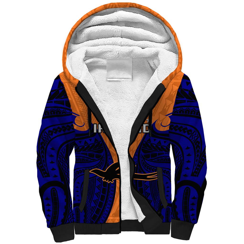(Custom Personalised) Papua New Guinea Sherpa Hoodie New Ireland Province Mix Coat Of Arms Polynesian Art LT14 Unisex Orange - Polynesian Pride