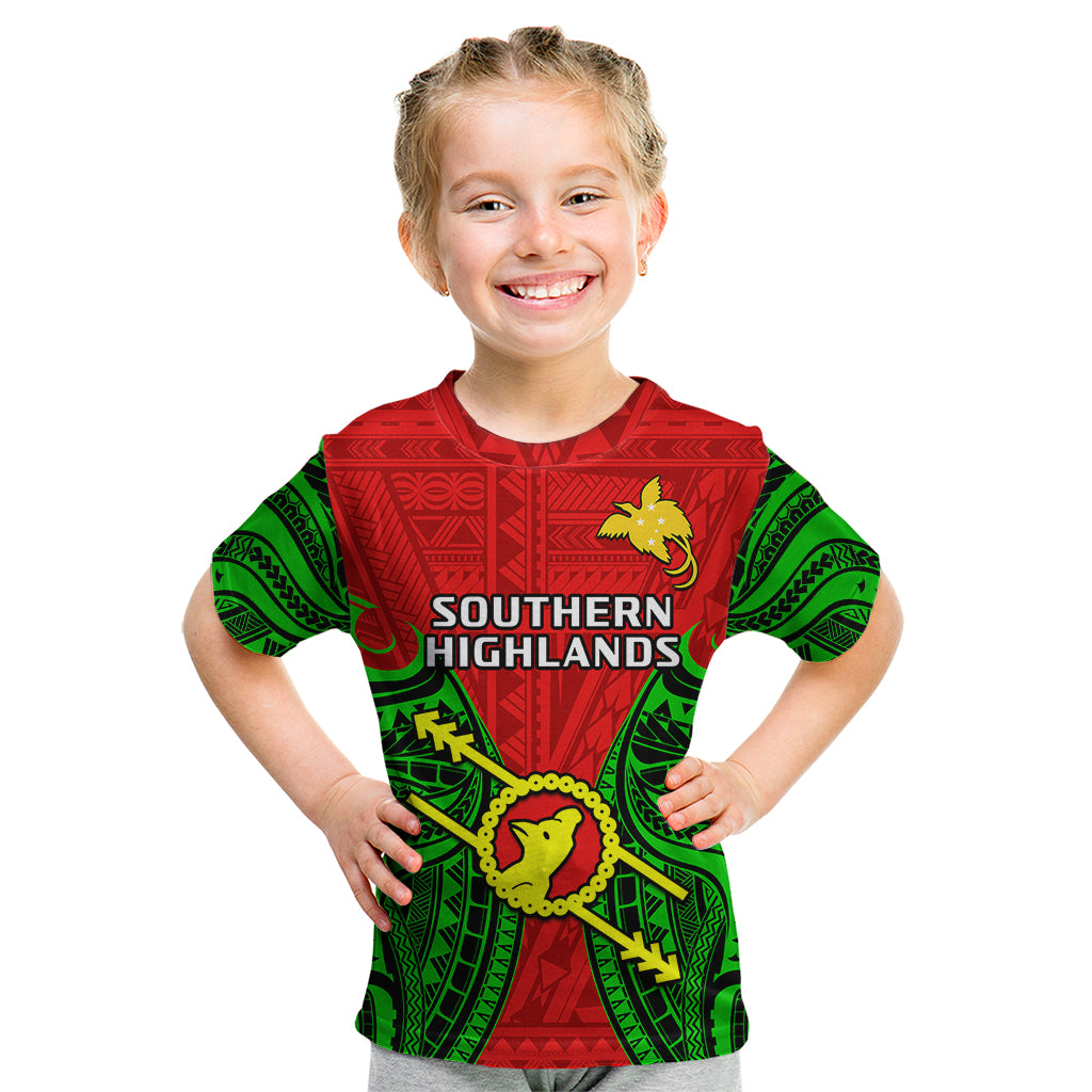 Papua New Guinea Kid T Shirt Southern Highlands Province Mix Coat Of Arms Polynesian Art LT14 Youth XL Size14 - Polynesian Pride