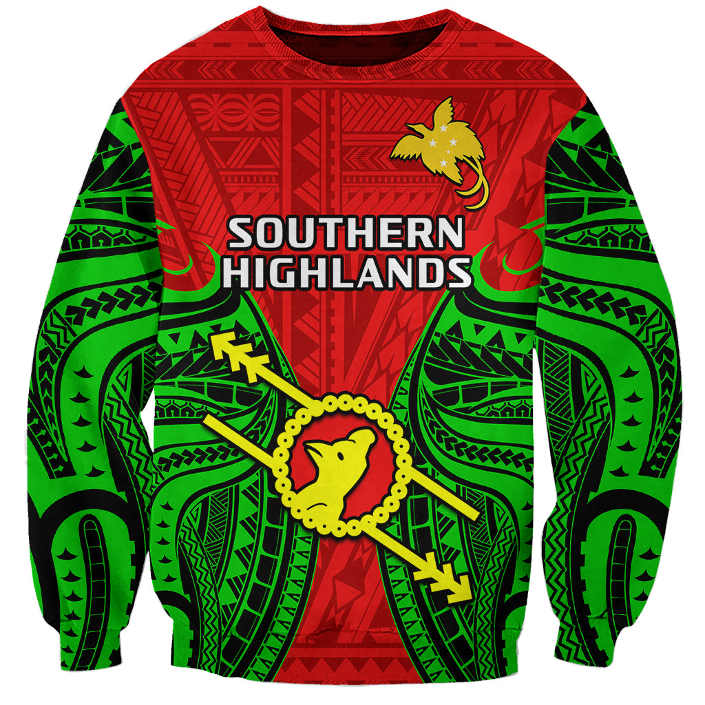 Papua New Guinea Sweatshirt Southern Highlands Province Mix Coat Of Arms Polynesian Art LT14 Unisex Red - Polynesian Pride