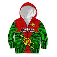 (Custom Personalised) Papua New Guinea Kid Hoodie Southern Highlands Province Mix Coat Of Arms Polynesian Art LT14 - Polynesian Pride