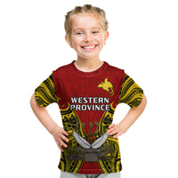 Papua New Guinea Kid T Shirt Western Province Mix Coat Of Arms Polynesian Art LT14 Youth XL Size14 - Polynesian Pride