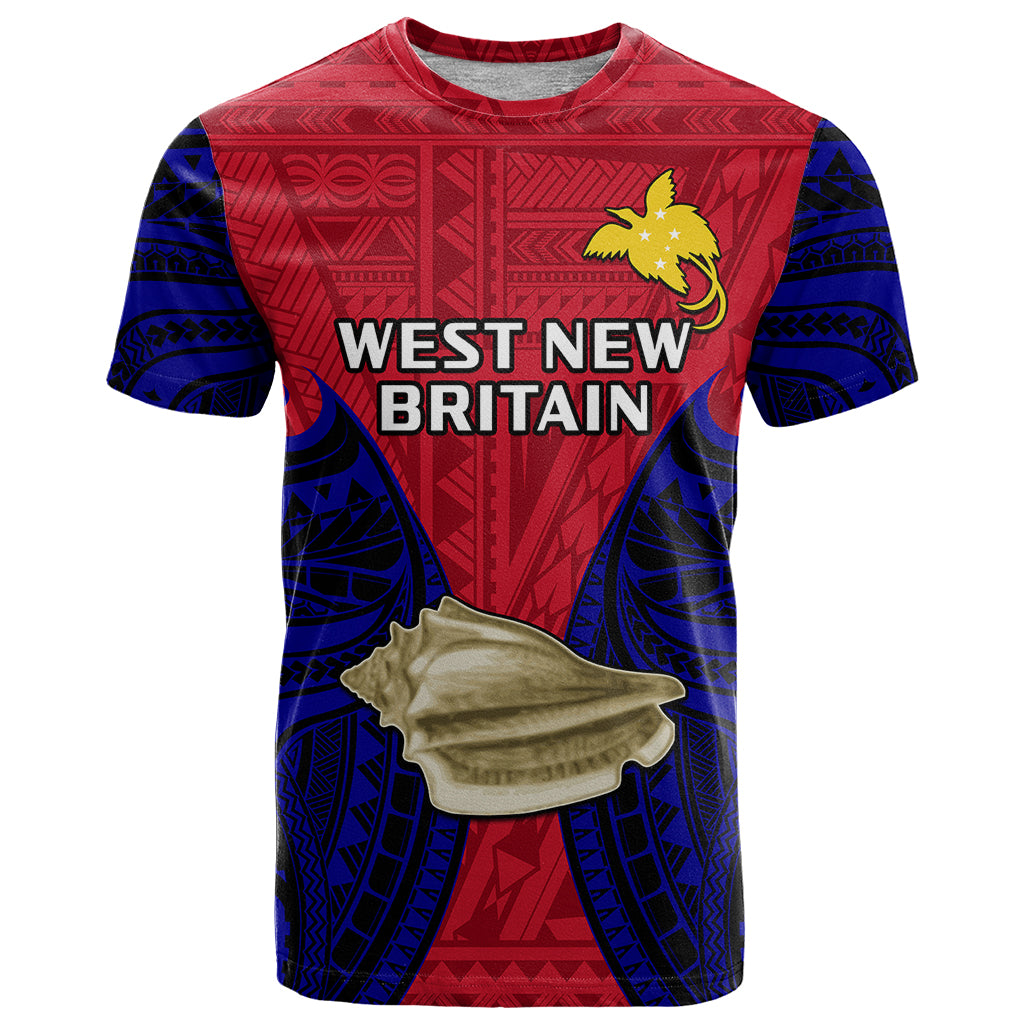 Papua New Guinea T Shirt West New Britain Province Mix Coat Of Arms Polynesian Art LT14 Red - Polynesian Pride