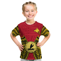 (Custom Personalised) Papua New Guinea Kid T Shirt National Capital District Mix Coat Of Arms Polynesian Art LT14 Youth XL Size14 - Polynesian Pride