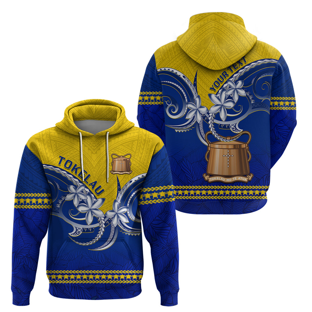 Personalised Tokelau Hoodie Tokelauan Tatau Plumeria Special Style LT14 Blue - Polynesian Pride