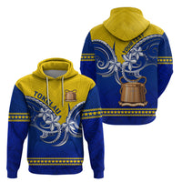 Personalised Tokelau Hoodie Tokelauan Tatau Plumeria Special Style LT14 Blue - Polynesian Pride
