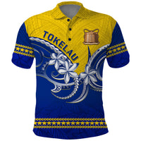 Personalised Tokelau Polo Shirt Tokelauan Tatau Plumeria Special Style LT14 Blue - Polynesian Pride
