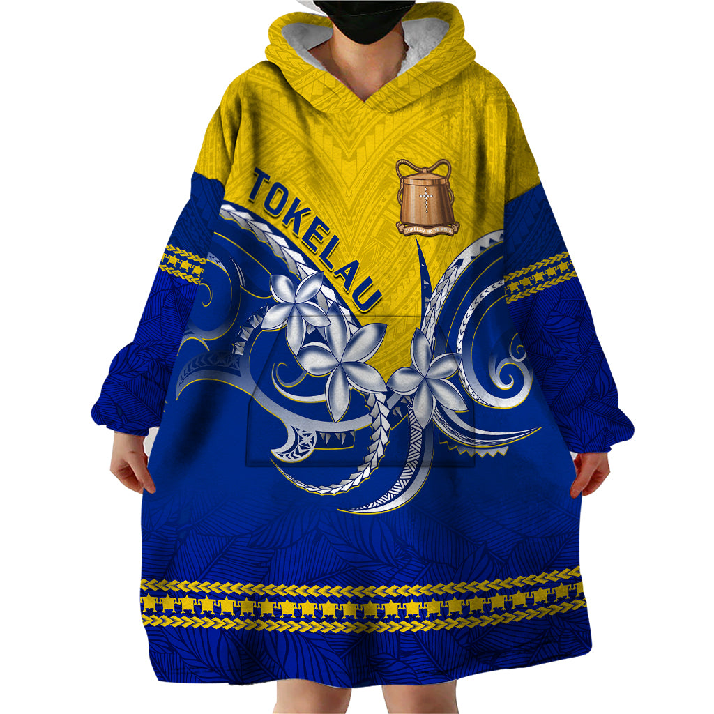 Personalised Tokelau Wearable Blanket Hoodie Tokelauan Tatau Plumeria Special Style LT14 - Polynesian Pride