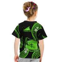 Tokelau Kid T Shirt Tokelauan Tatau With Badge Green LT14 - Polynesian Pride